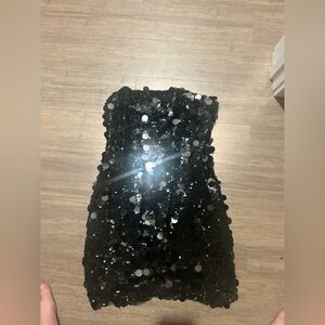 Peppermayo Black Strapless Sequin Dress